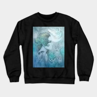 Spirit of Artemis (2) Goddess Fantasy Art Owls Crewneck Sweatshirt